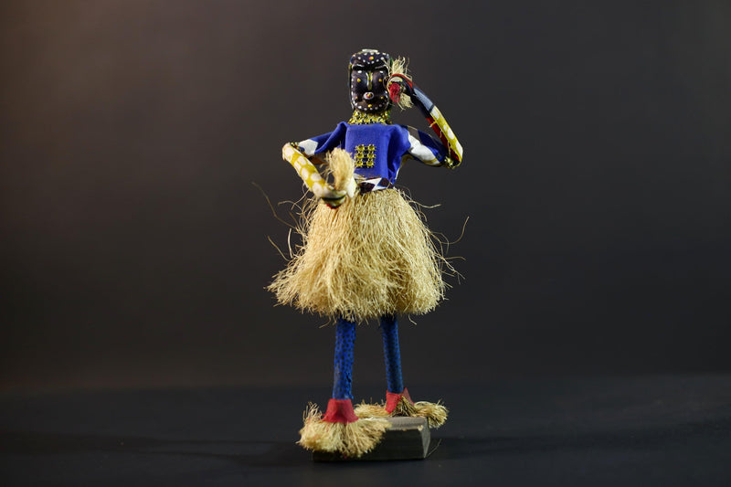 African Tribal Figurine | Beaded Mask Dancer Sculpture | Colorful Handcrafted Decor | African Spirit Art | Folk Statue Collectible-G5262