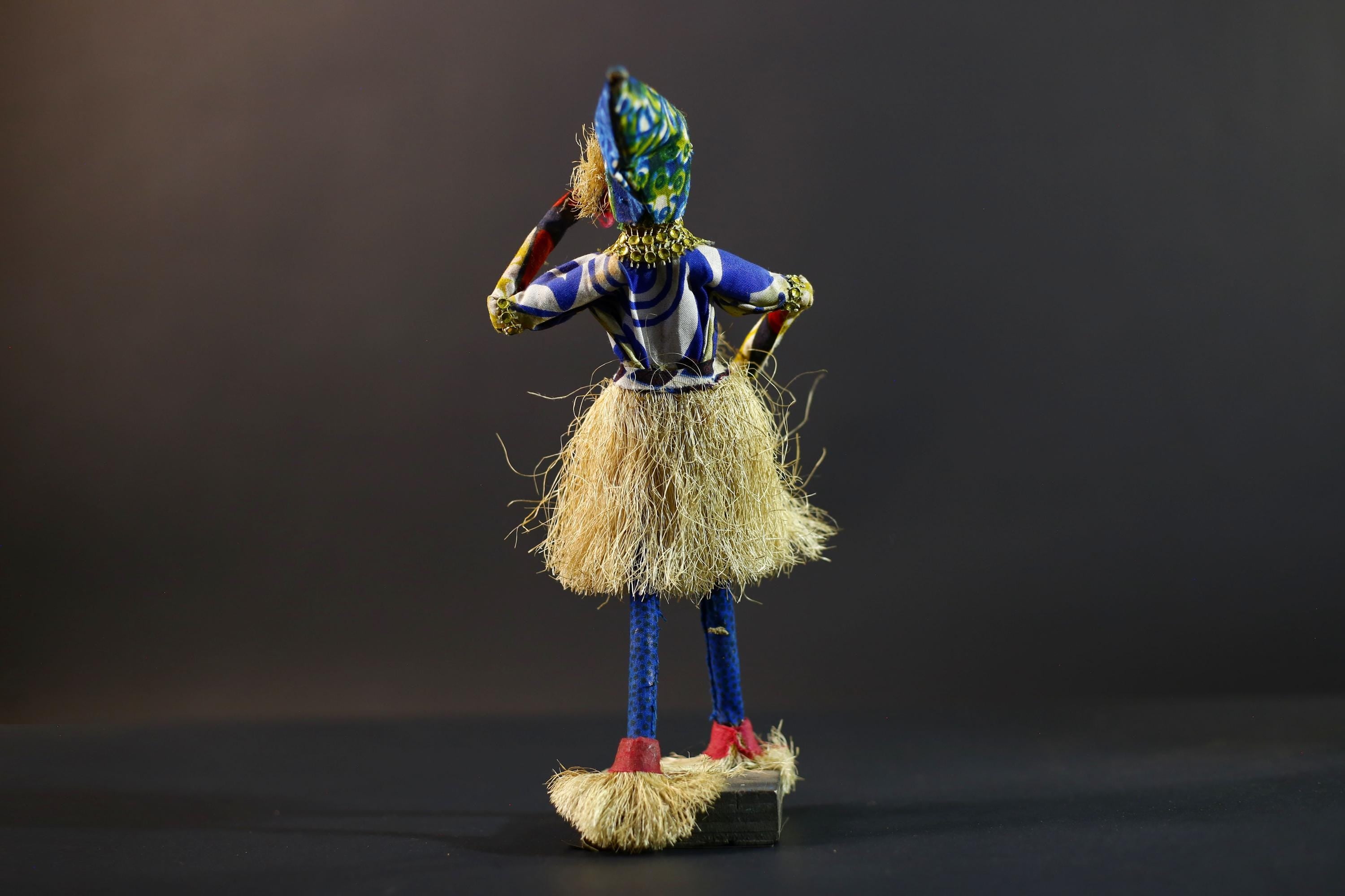 African Tribal Figurine | Beaded Mask Dancer Sculpture | Colorful Handcrafted Decor | African Spirit Art | Folk Statue Collectible-G5262