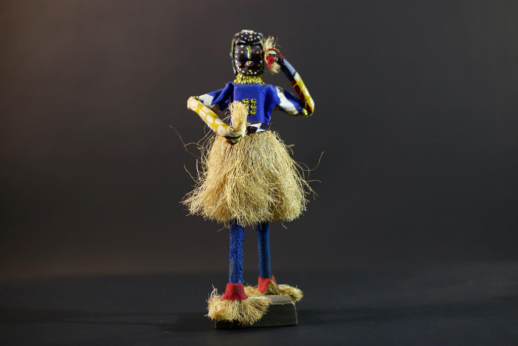 African Tribal Figurine | Beaded Mask Dancer Sculpture | Colorful Handcrafted Decor | African Spirit Art | Folk Statue Collectible-G5262