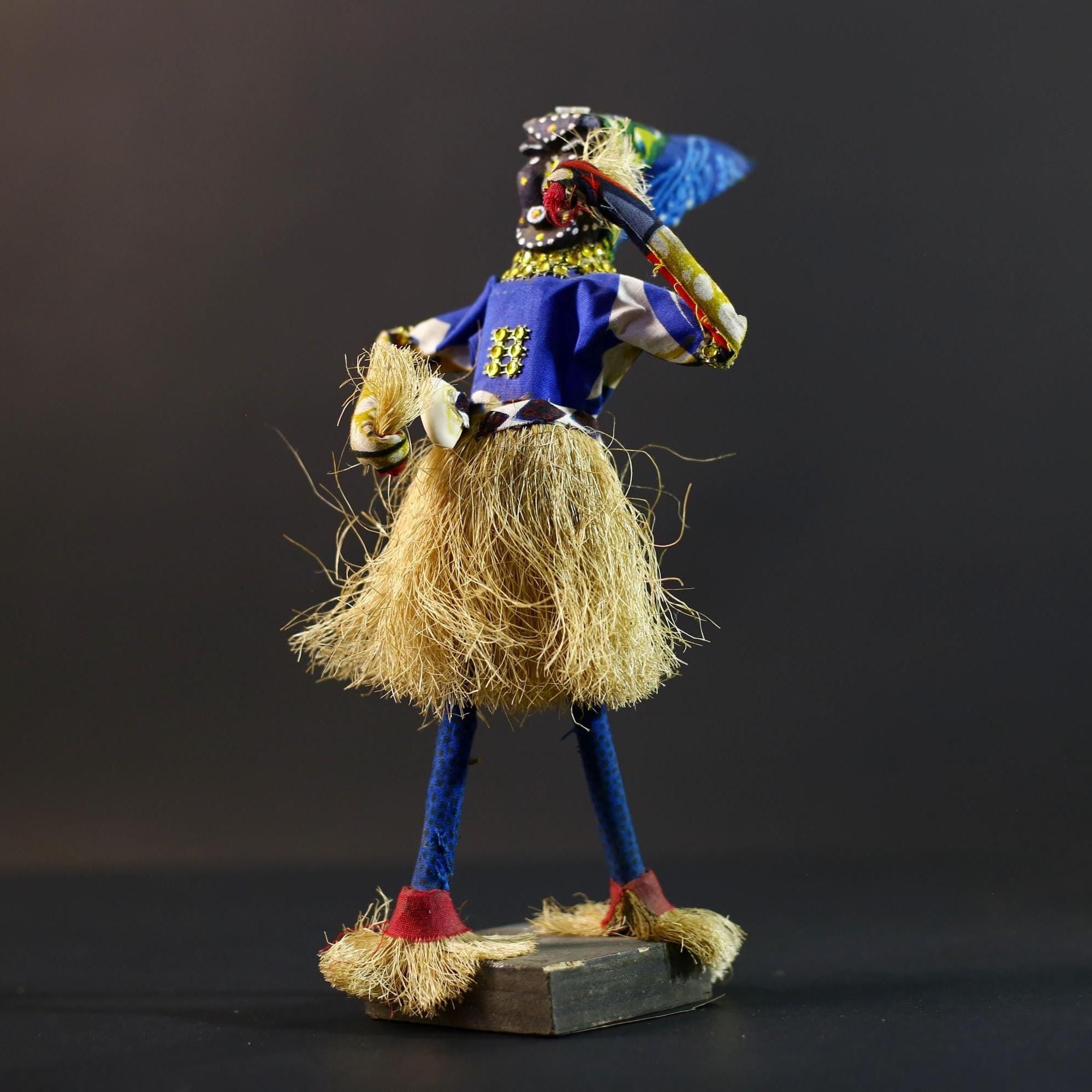 African Tribal Figurine | Beaded Mask Dancer Sculpture | Colorful Handcrafted Decor | African Spirit Art | Folk Statue Collectible-G5262