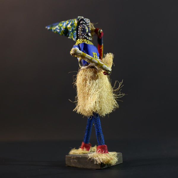 African Tribal Figurine | Beaded Mask Dancer Sculpture | Colorful Handcrafted Decor | African Spirit Art | Folk Statue Collectible-G5262
