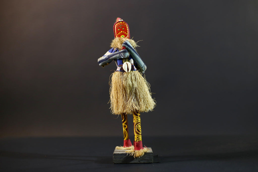 African Tribal Figurine | Ceremonial Dancer Sculpture | Colorful Handcrafted Art | African Folk Decor | Spirit Figure Collectible-G5261