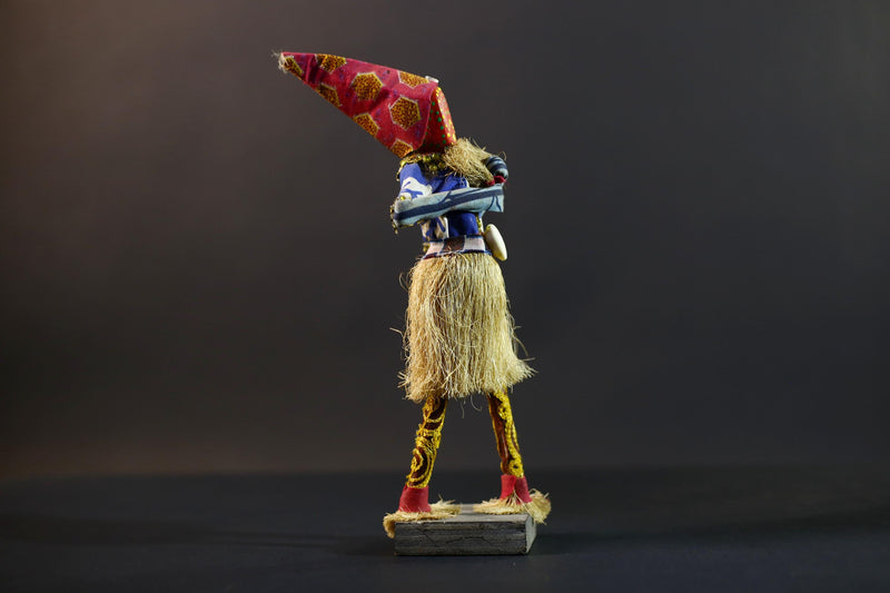 African Tribal Figurine | Ceremonial Dancer Sculpture | Colorful Handcrafted Art | African Folk Decor | Spirit Figure Collectible-G5261