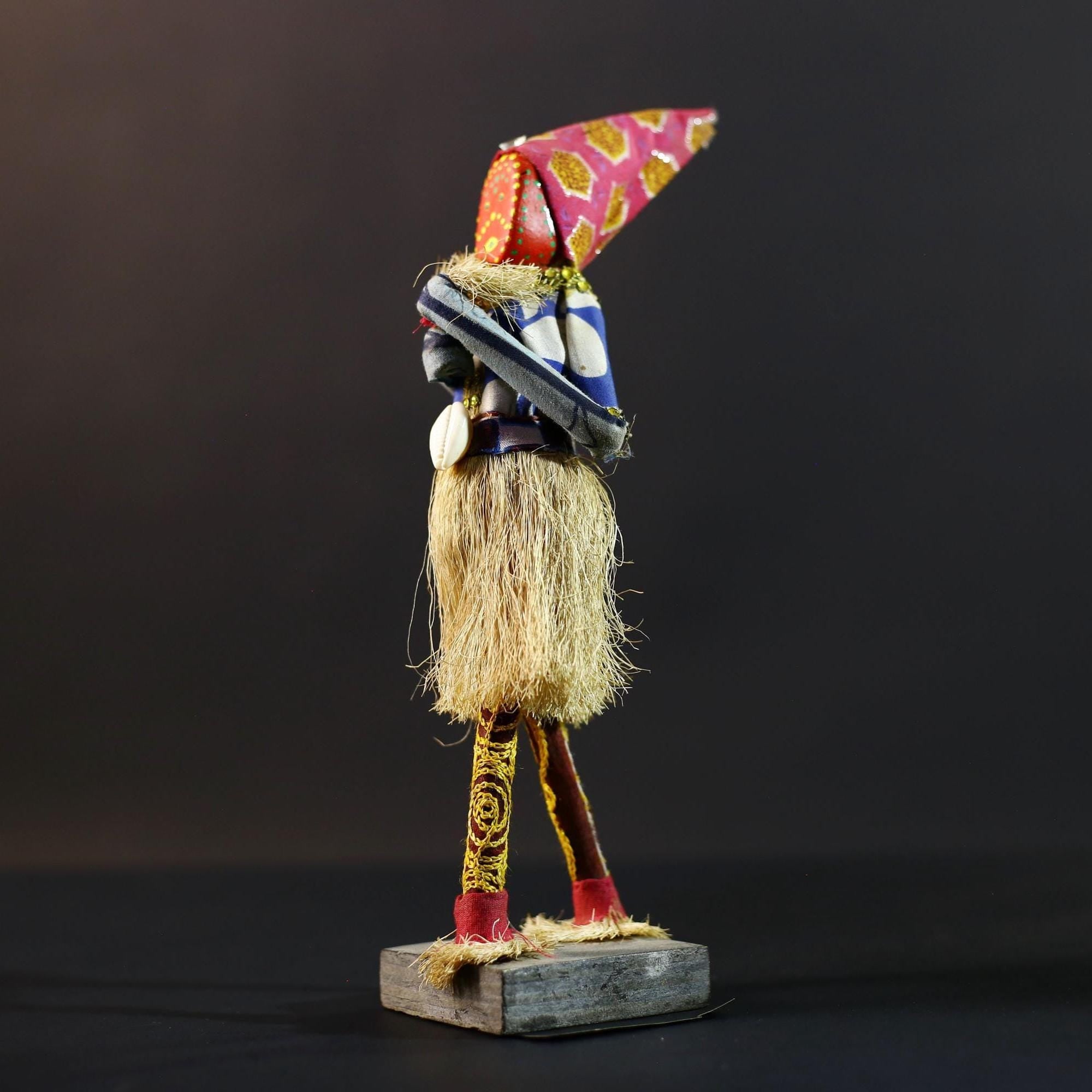 African Tribal Figurine | Ceremonial Dancer Sculpture | Colorful Handcrafted Art | African Folk Decor | Spirit Figure Collectible-G5261