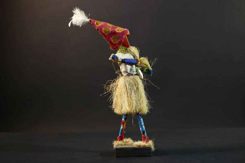 African Tribal Figurine | Ceremonial Dancer Sculpture | Colorful Handcrafted Art | African Folk Decor | Spirit Figure Collectible-G5260