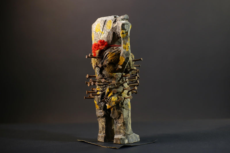 African Nkisi Nkondi Figure | Tribal Power Sculpture | Antique Nail Charm Statue | African Ritual Art | Healing Spirit Decor-G5259