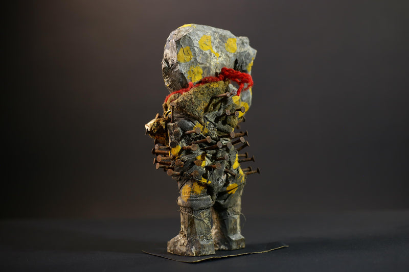 African Nkisi Nkondi Figure | Tribal Power Sculpture | Antique Nail Charm Statue | African Ritual Art | Healing Spirit Decor-G5259