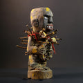 African Nkisi Nkondi Statue | Tribal Power Figure Nails Shells | Authentic Handcarved Fetish Figurine | Spirit Voodoo Sculpture Decor-G5258