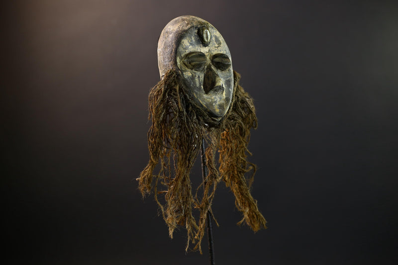 Songye Kifwebe Power Mask | Congo Raffia Beard Ritual Mask | African Tribal Art-G5281