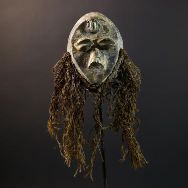 Songye Kifwebe Power Mask | Congo Raffia Beard Ritual Mask | African Tribal Art-G5281
