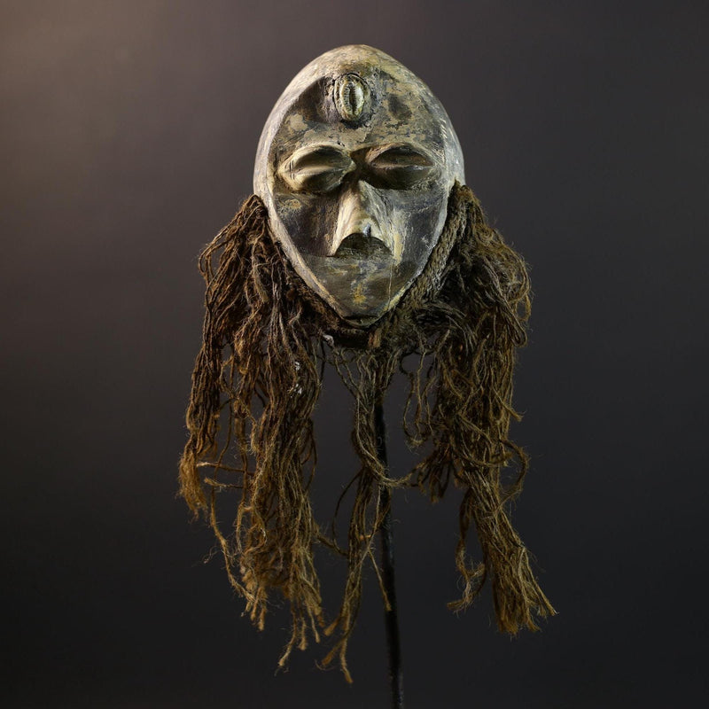 Songye Kifwebe Power Mask | Congo Raffia Beard Ritual Mask | African Tribal Art-G5281