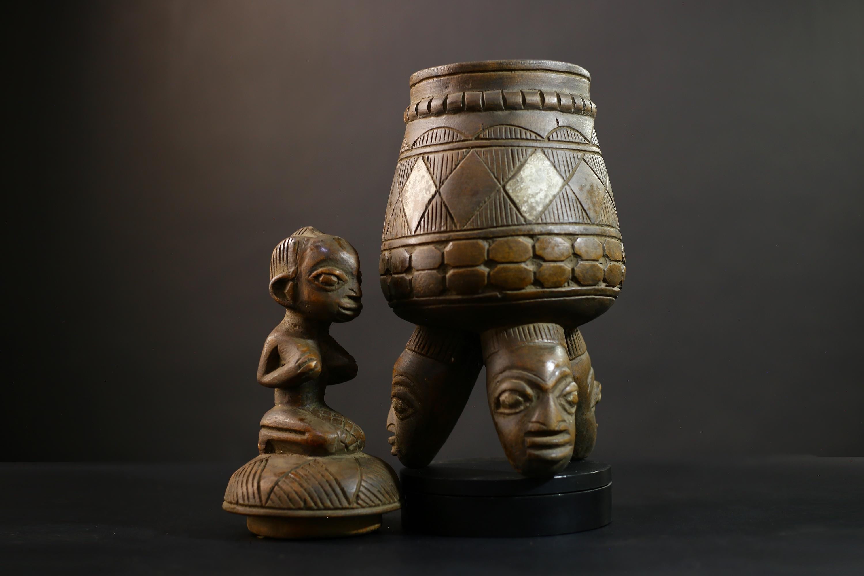 African Olumeye Vintage Antique Art Figure | Kneeling Female Statue | Home Decor | Collectible | Ethnic Art | Cultural Figure-G5159