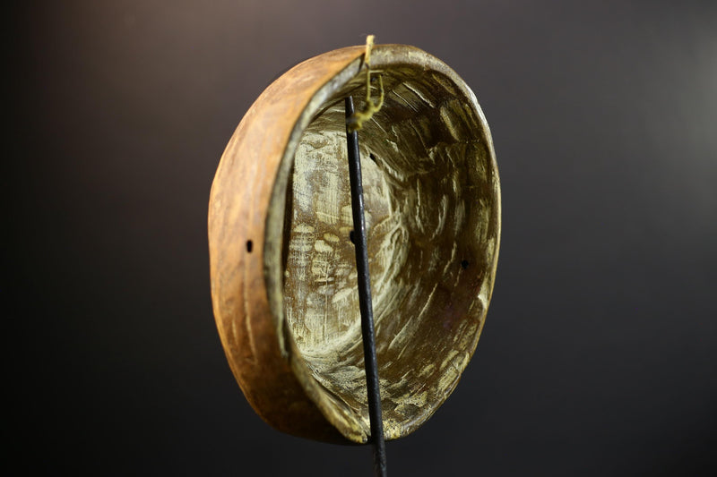 Authentic Lega Initiation Mask | Oval African Tribal Mask from Congo | Bwami Society Carved Wood Wall Art | Ethical Cultural Sculpture-G5296