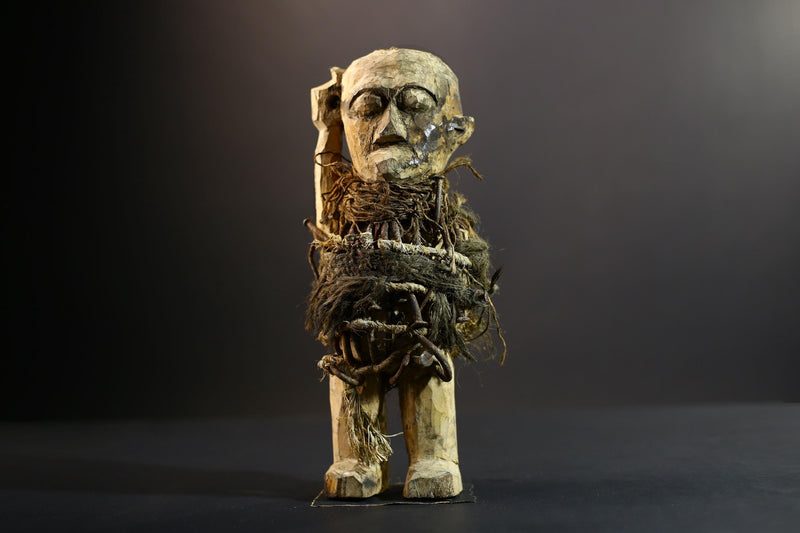 Kongo Nkisi Nkondi Power Figure | African Spirit Statue with Rope & Nails | Ritual Protection Sculpture | Central African Fetish Art-G5291