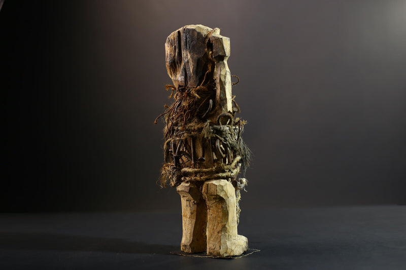 Kongo Nkisi Nkondi Power Figure | African Spirit Statue with Rope & Nails | Ritual Protection Sculpture | Central African Fetish Art-G5291