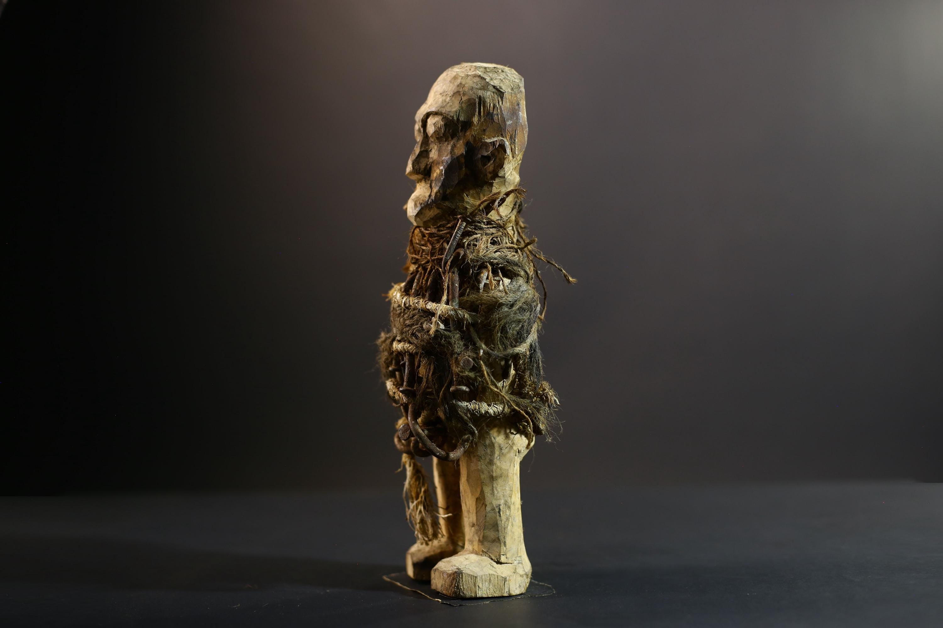 Kongo Nkisi Nkondi Power Figure | African Spirit Statue with Rope & Nails | Ritual Protection Sculpture | Central African Fetish Art-G5291