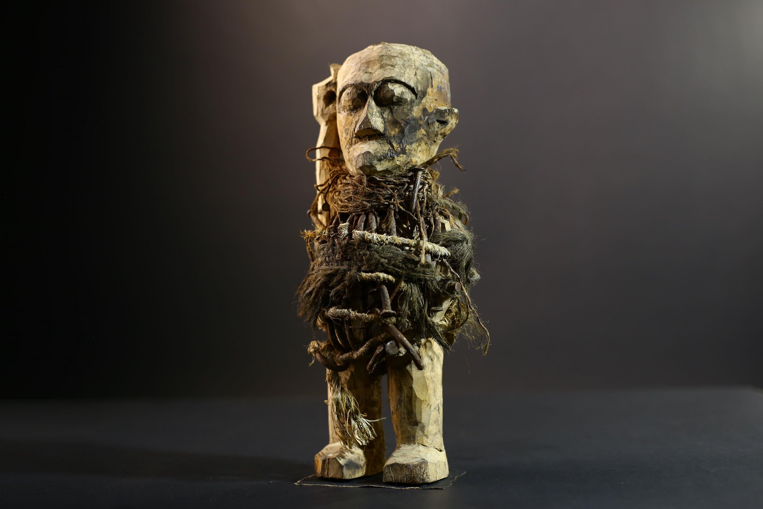 Kongo Nkisi Nkondi Power Figure | African Spirit Statue with Rope & Nails | Ritual Protection Sculpture | Central African Fetish Art-G5291