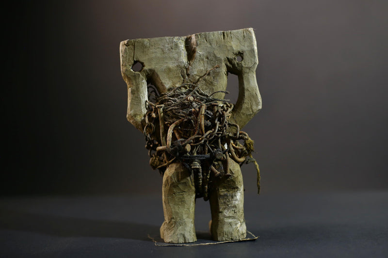 Kongo Nkisi Nkondi Figure | Ritual Power Sculpture with Chains & Shells | Hand Carved African Fetish Statue | Central Spiritual Art-G5291