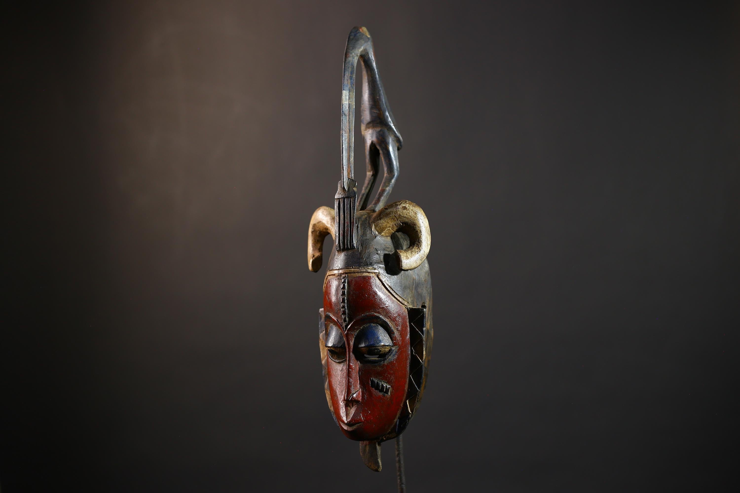 African | Baule Mask | Hand Carved | Face Wall Art | Tribal Decor | Wood Sculpture | Ethnic Home Accent | Unique Handmade Gift-G5163