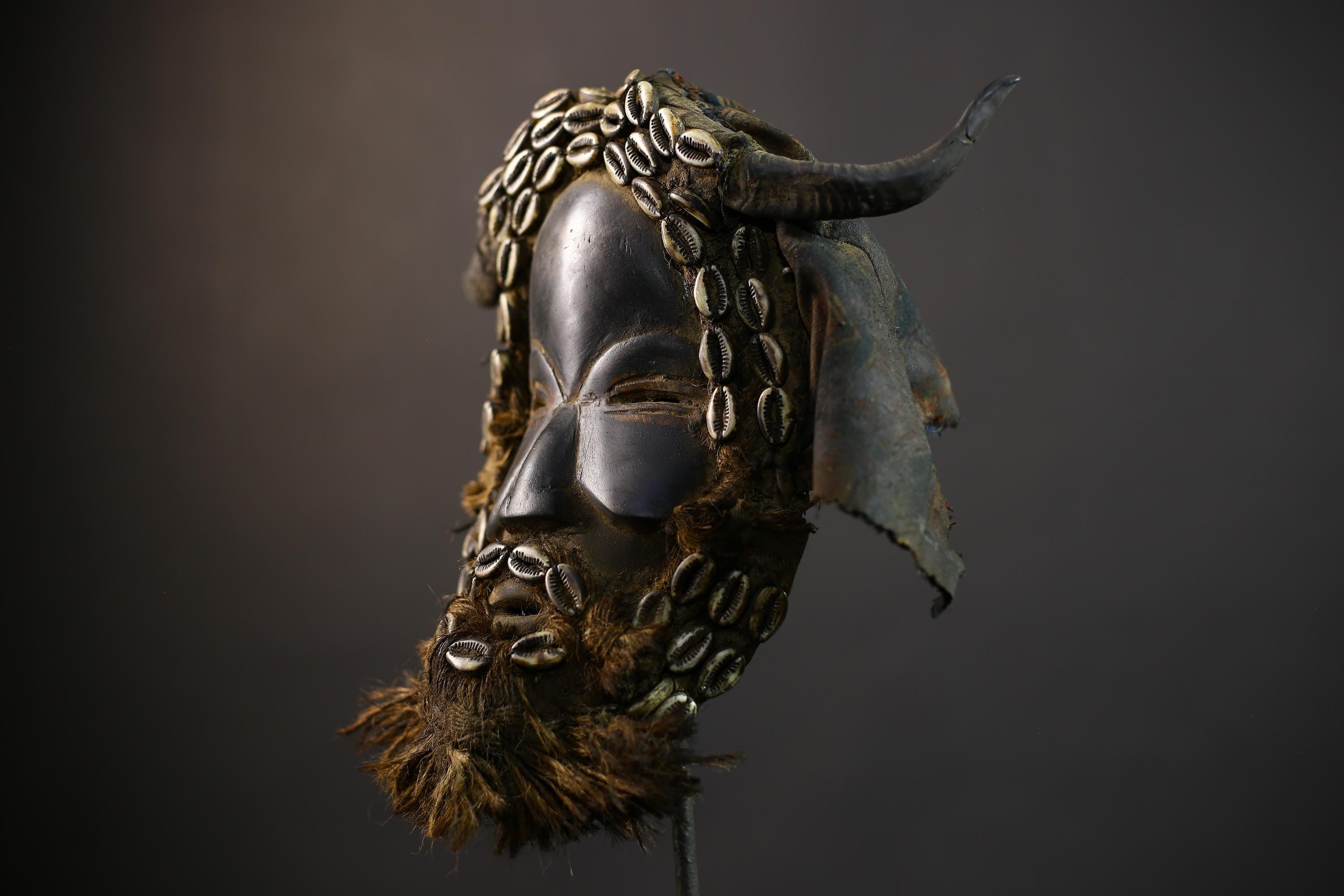 African Mask with Shells | Traditional Dan Wooden Mask | Unique Home Decor Art | Collectible Ethnic Decor Piece-G5161