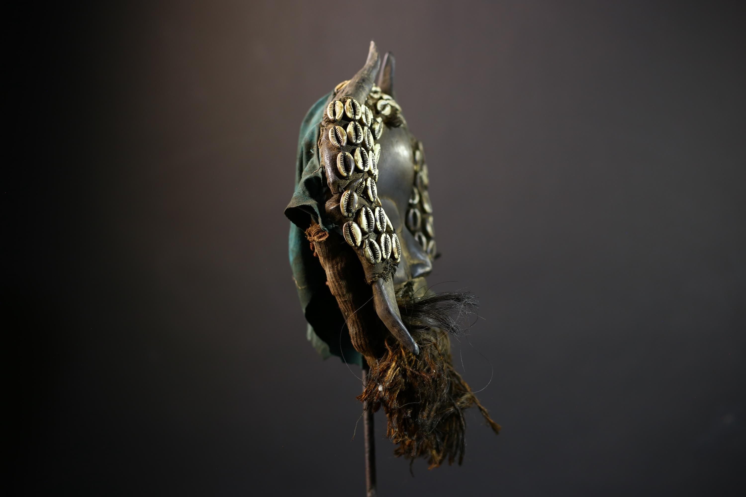 African Vintage Dan Mask | Antique Shells | Wood Wall Decor | Kran Figure Art | Unique Collector's Piece-G5175