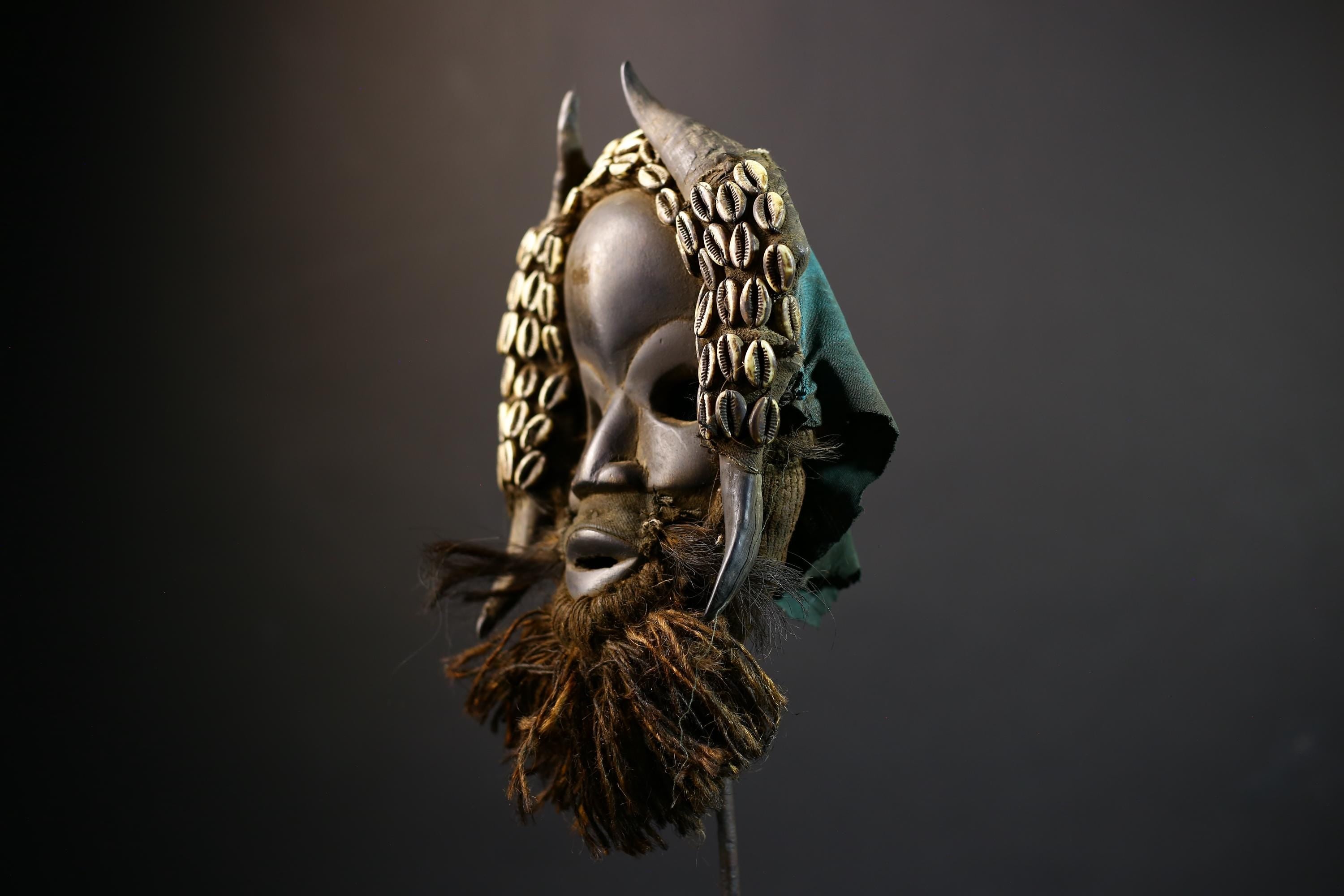 African Vintage Dan Mask | Antique Shells | Wood Wall Decor | Kran Figure Art | Unique Collector's Piece-G5175
