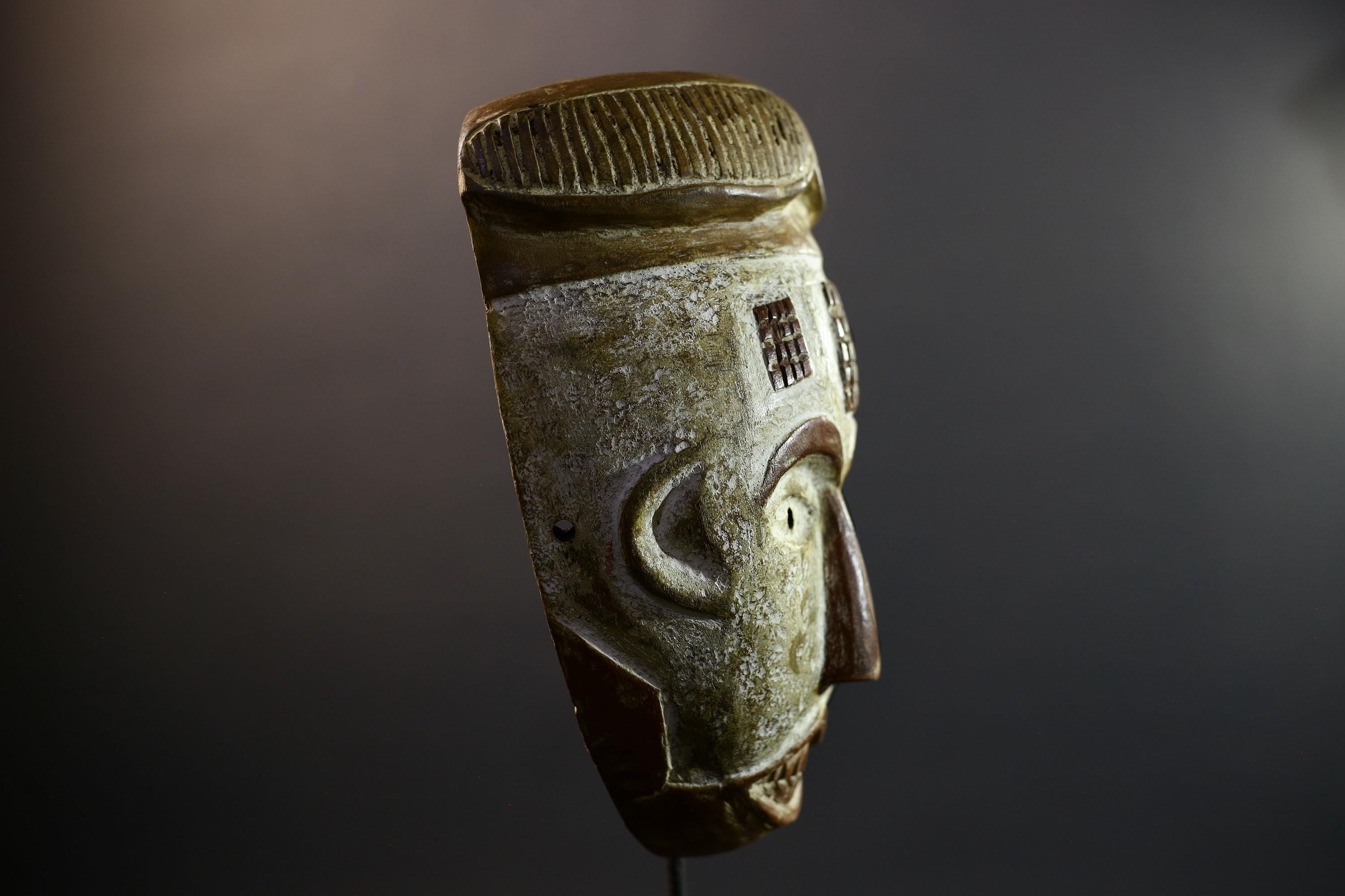 African Mask | Chokwe Cihongo | Angola Tribal Art | Hand-Carved Wood Wall Decor | Vintage African Accent-G5309