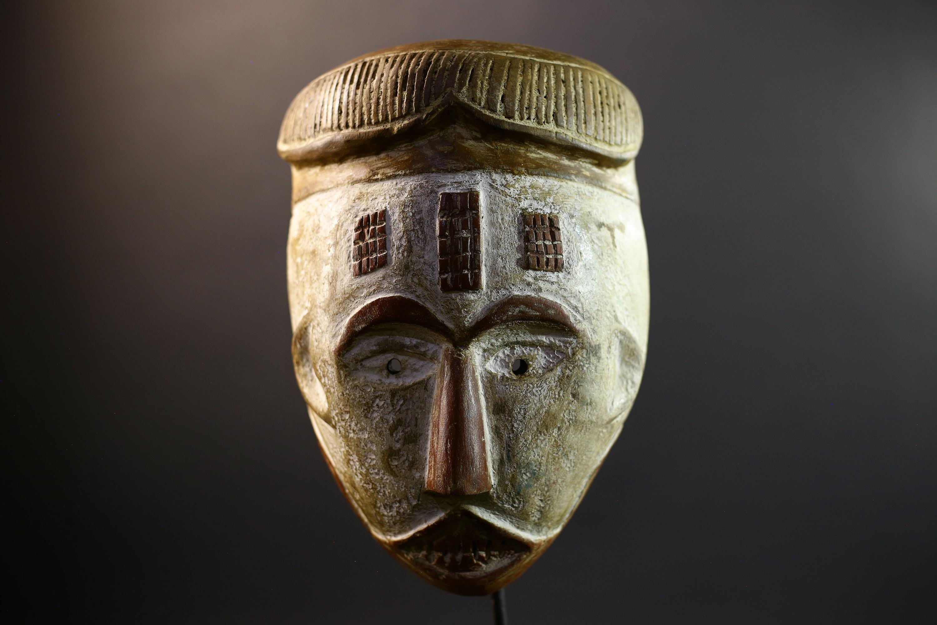 African Mask | Chokwe Cihongo | Angola Tribal Art | Hand-Carved Wood Wall Decor | Vintage African Accent-G5309