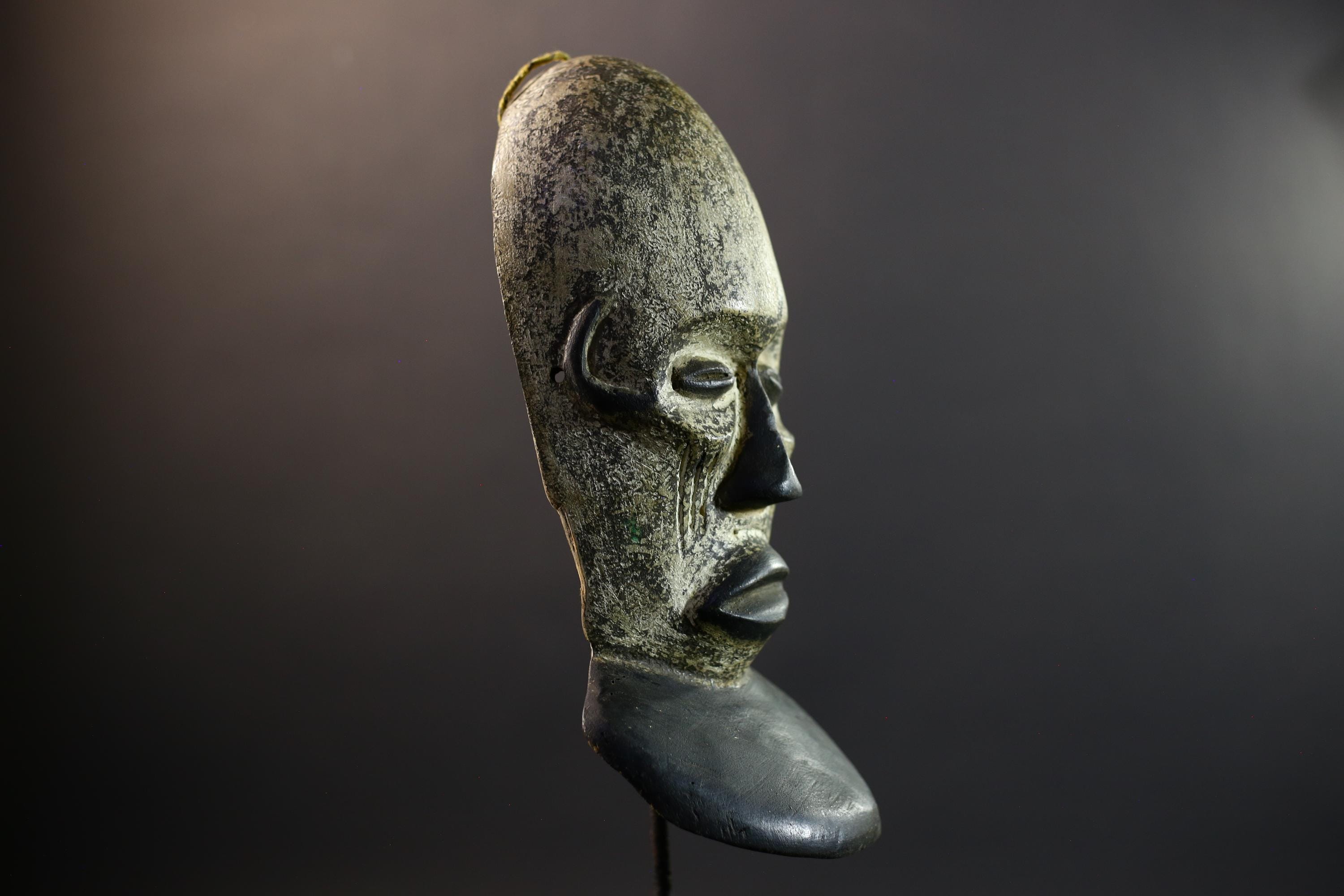 African Mask | Idoma Funeral | Nigeria Tribal Art | Kaolin Wood Sculpture | Vintage African Wall Decor-G5307