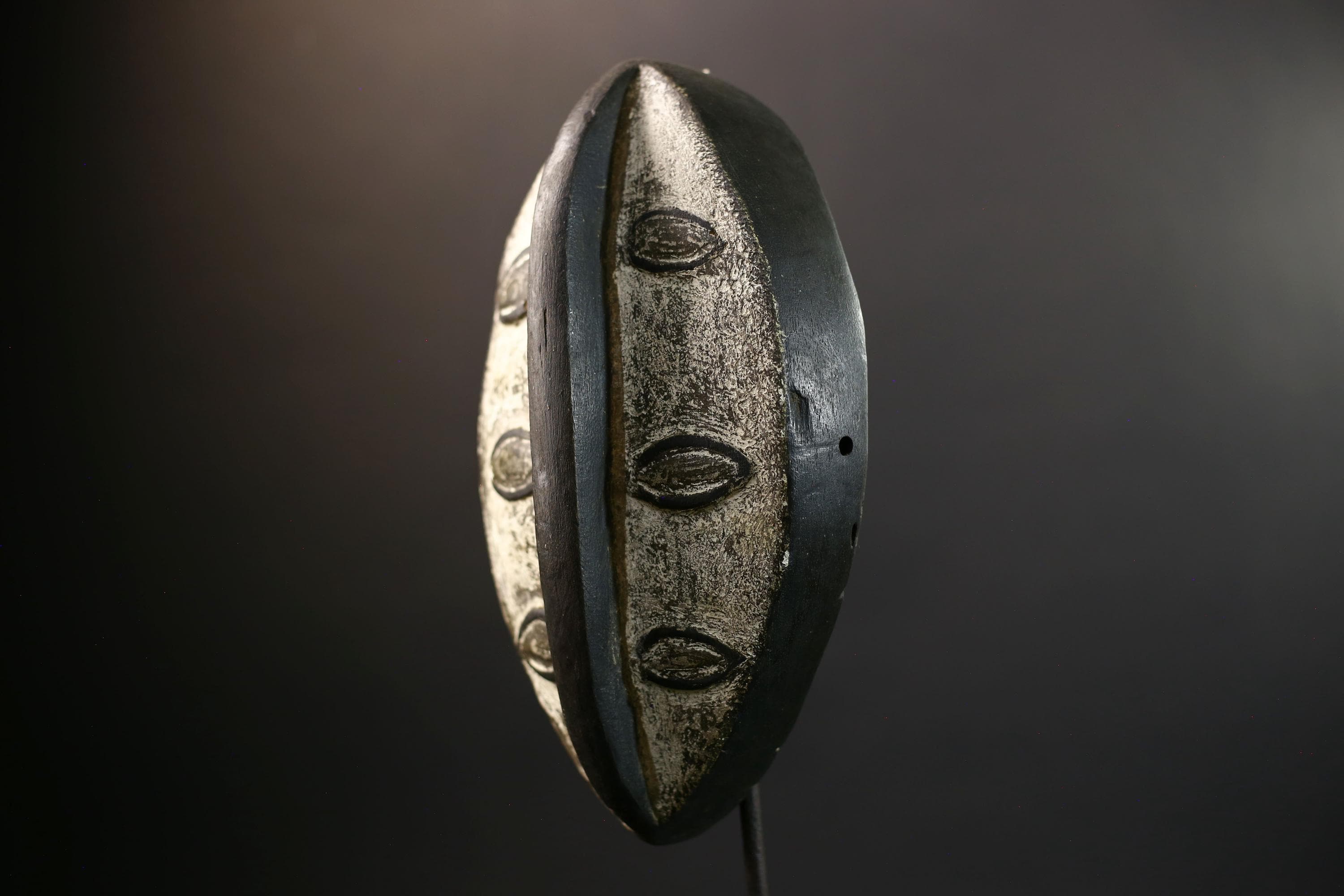 African Mask | Grebo Multi-Eye | Liberia Tribal Art | Kaolin Wood Wall Decor | Vintage African Accent-G5302