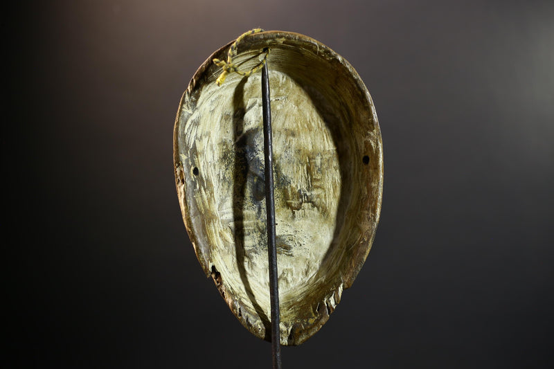 African Mask | Teke Tricolor | Congo Tribal Wall Decor | Hand-Carved Wood | Vintage Modernist Art Accent-G5298