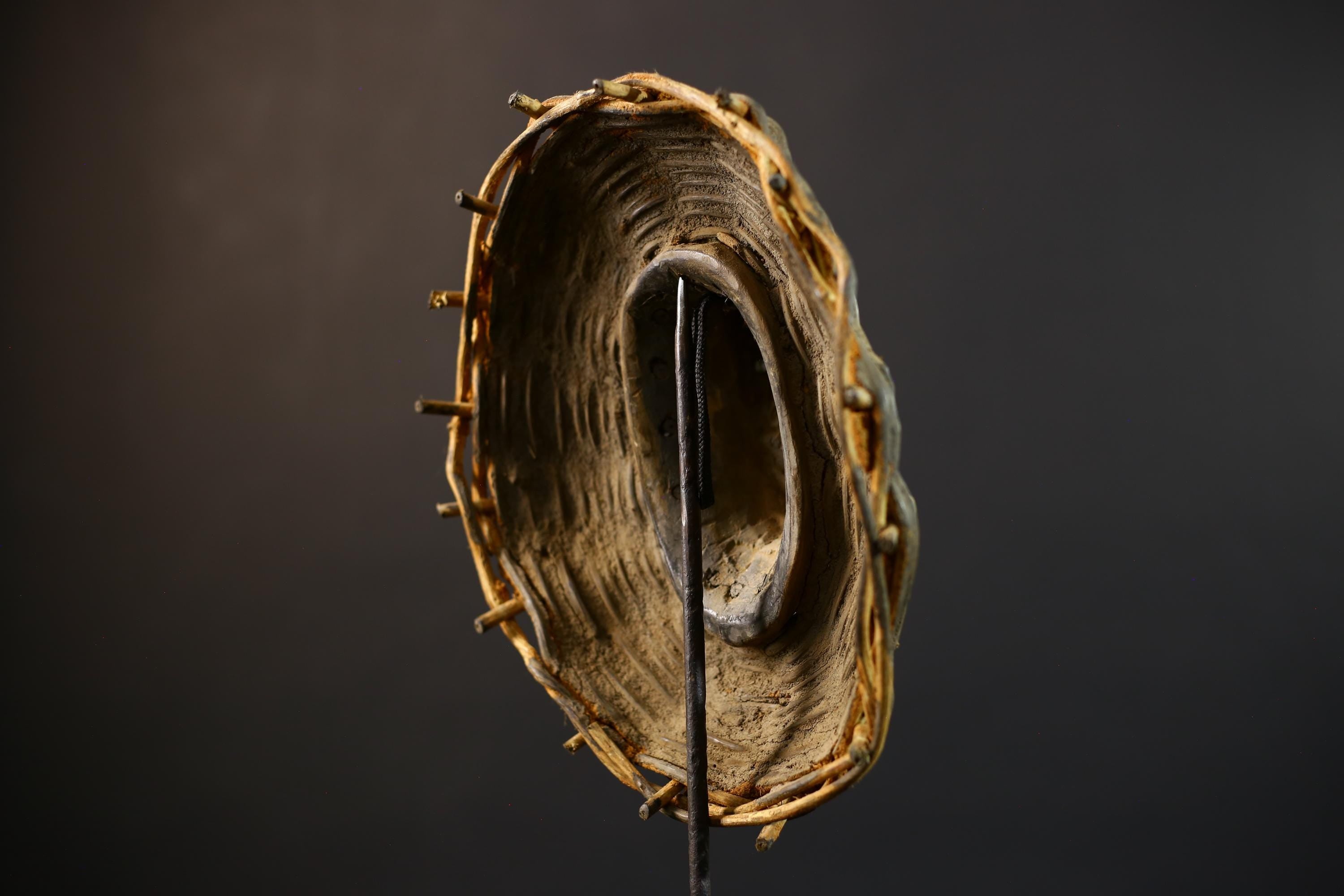 African Wood Mask Antiques | GURO Tribal Mask | Woven Wicker Wall Decor | Unique Cultural Art | Handcrafted Home Decor-G5184