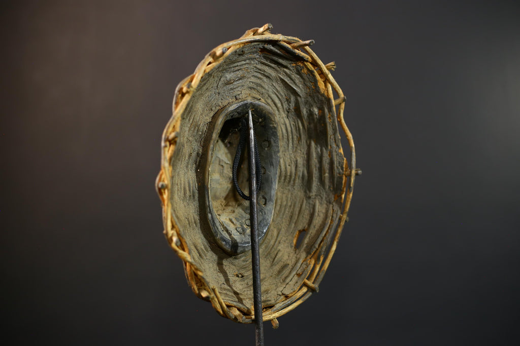African Wood Mask Antiques | GURO Tribal Mask | Woven Wicker Wall Decor | Unique Cultural Art | Handcrafted Home Decor-G5184