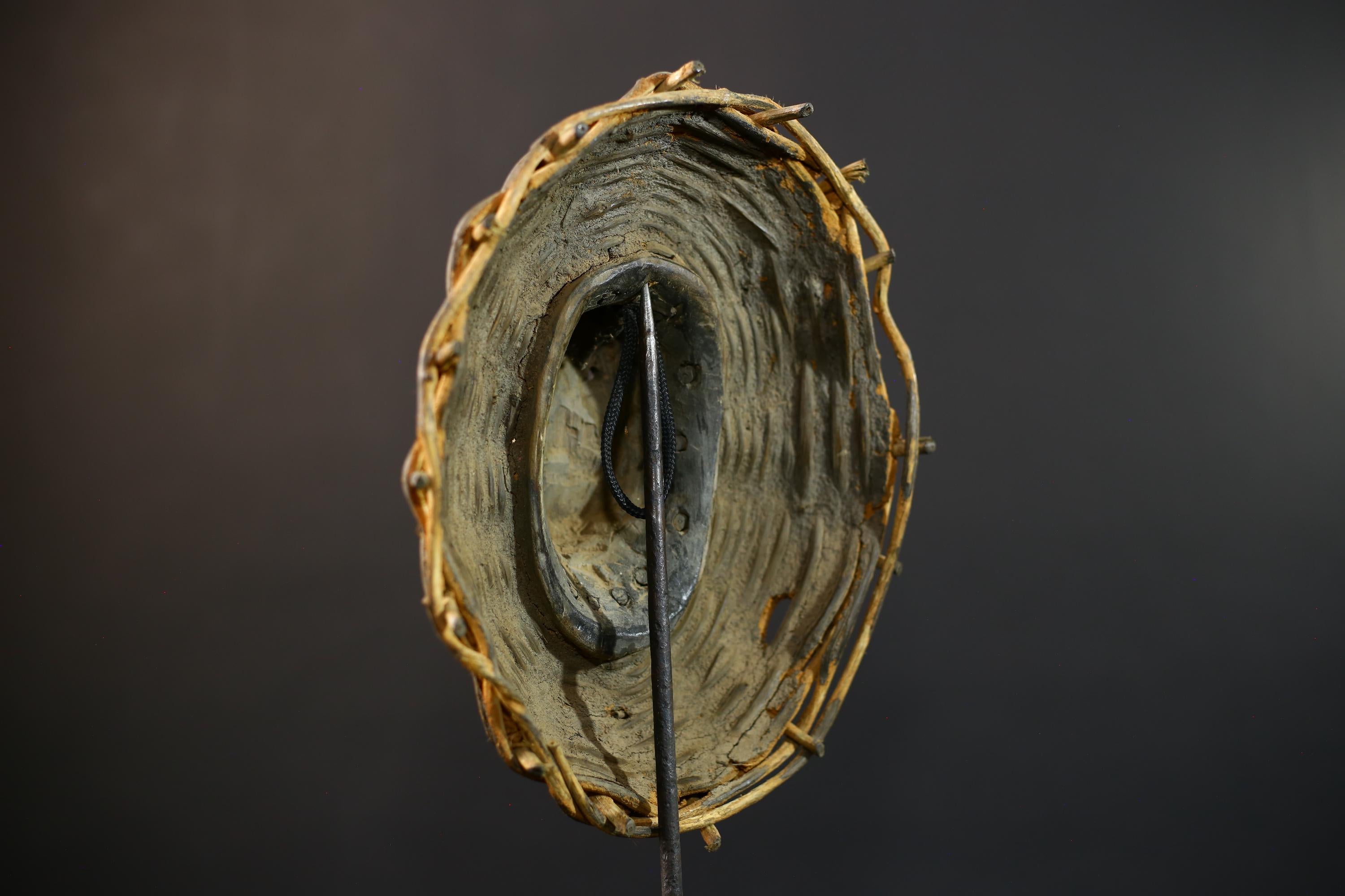 African Wood Mask Antiques | GURO Tribal Mask | Woven Wicker Wall Decor | Unique Cultural Art | Handcrafted Home Decor-G5184