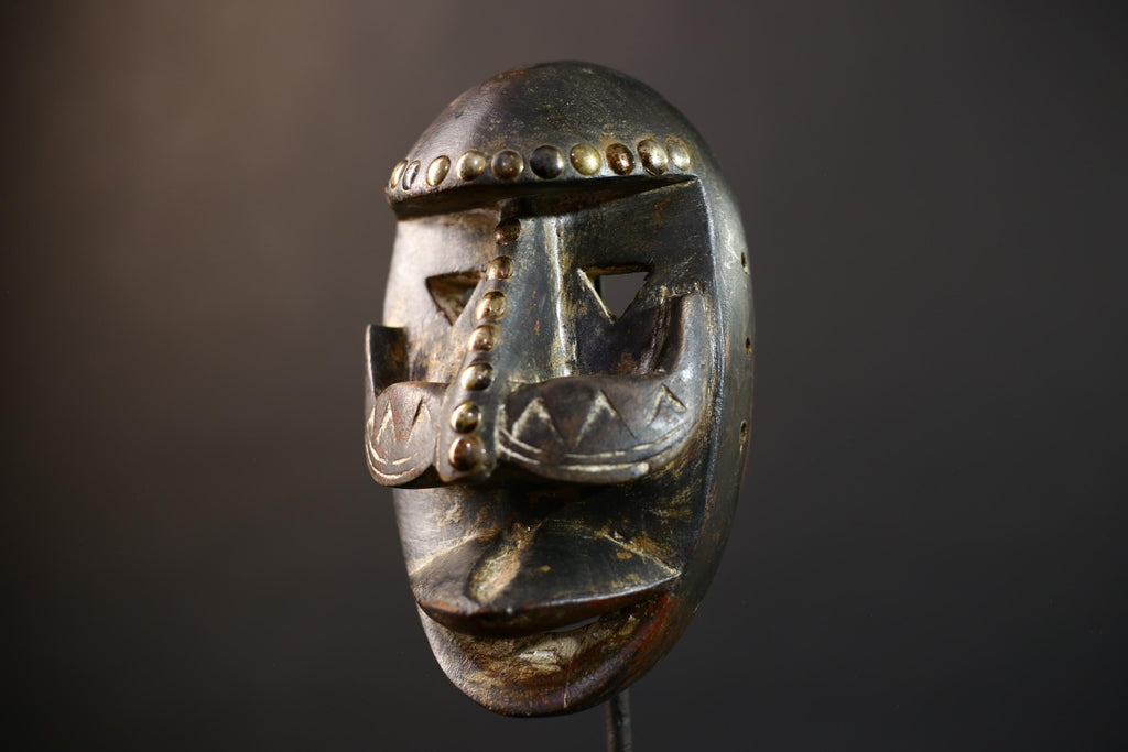 African Wood Mask Antique | Dan Kran Tribal Face | Unique Wall Hanging Decor | Handcrafted Cultural Art | Ethnic Home Accent-G5183