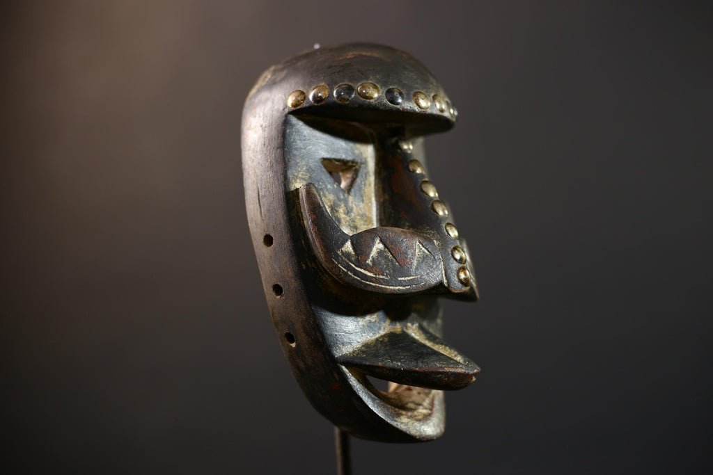 African Wood Mask Antique | Dan Kran Tribal Face | Unique Wall Hanging Decor | Handcrafted Cultural Art | Ethnic Home Accent-G5183