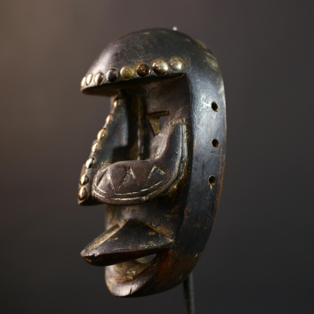 African Wood Mask Antique | Dan Kran Tribal Face | Unique Wall Hanging Decor | Handcrafted Cultural Art | Ethnic Home Accent-G5183