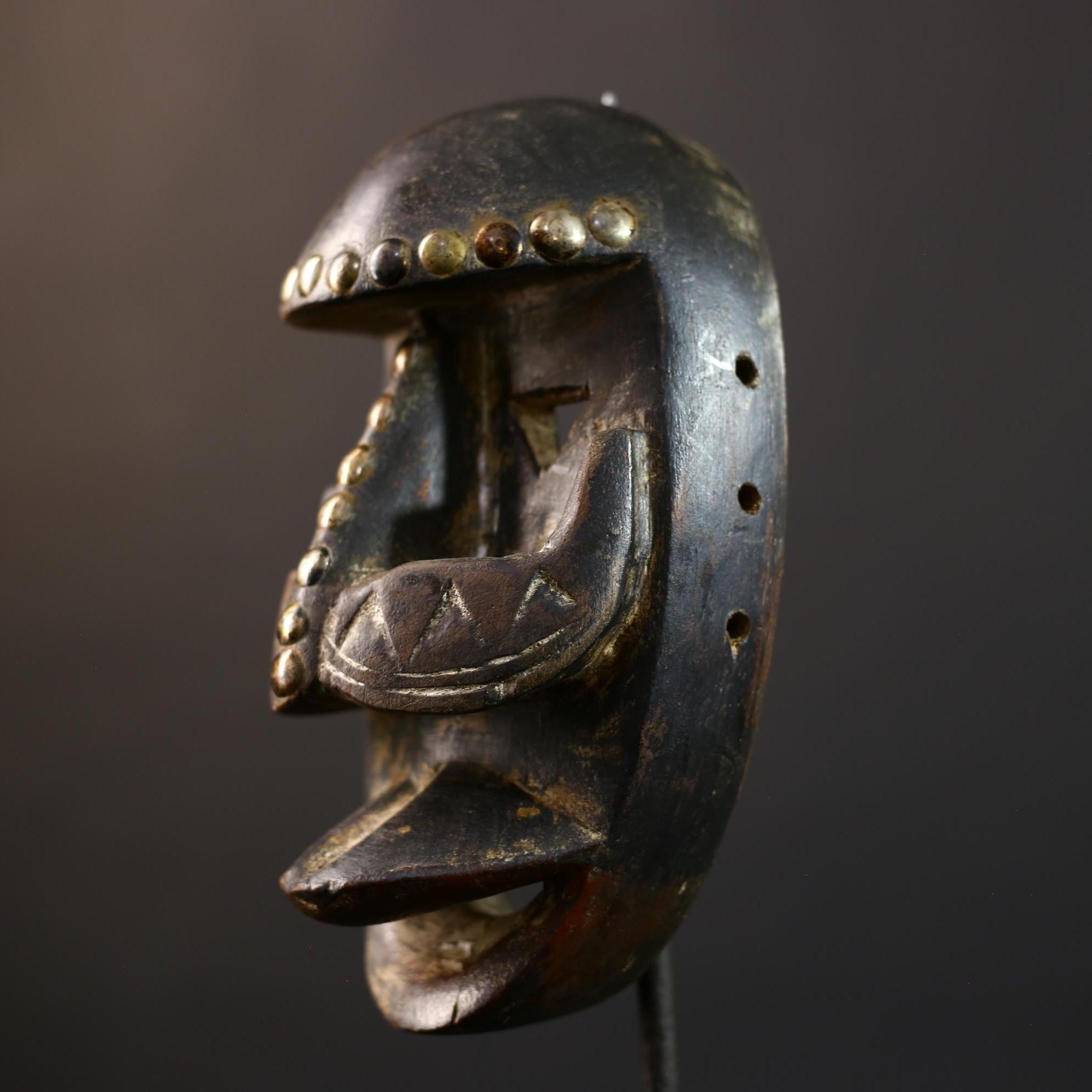African Wood Mask Antique | Dan Kran Tribal Face | Unique Wall Hanging Decor | Handcrafted Cultural Art | Ethnic Home Accent-G5183