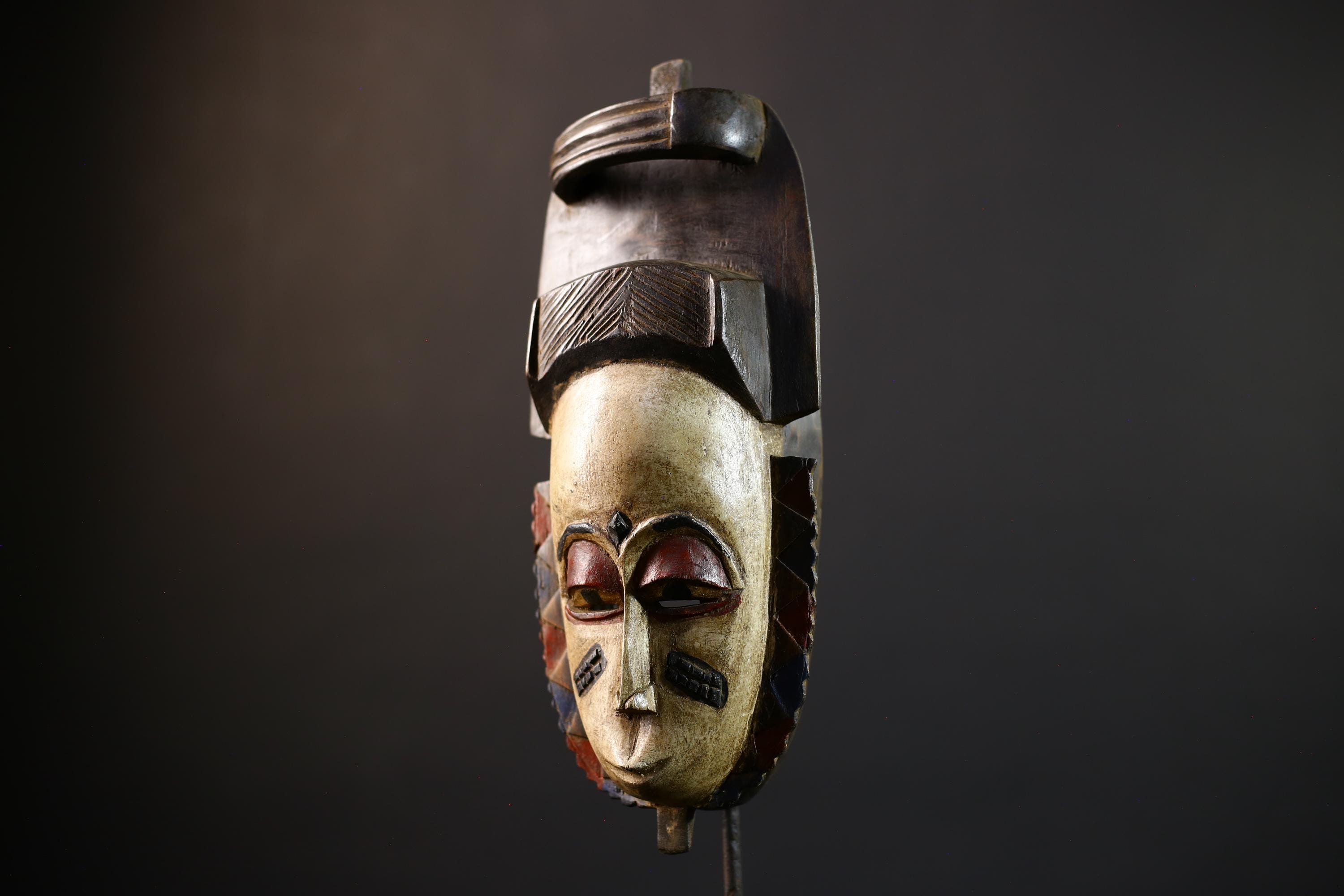 African Masks Vintage Wood Guro Tribal Face Baule Wall Decor Collectible-G5180