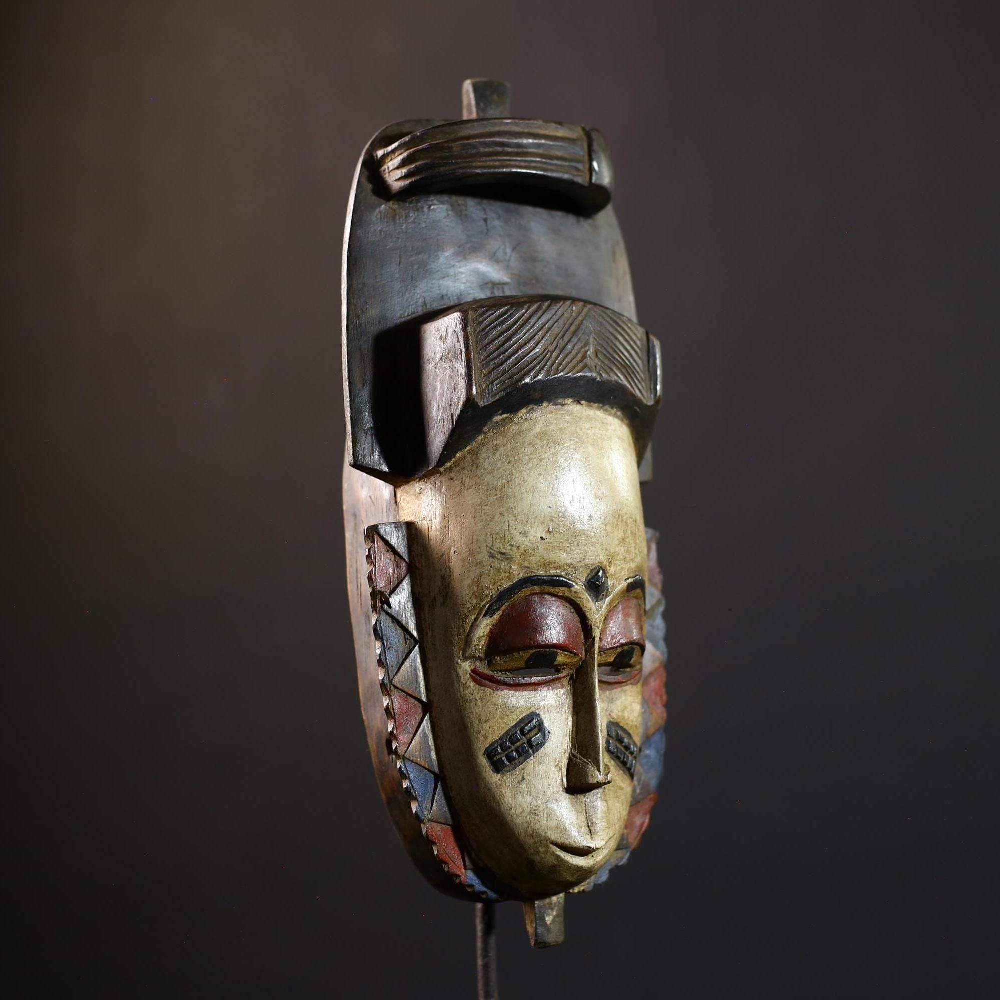 African Masks Vintage Wood Guro Tribal Face Baule Wall Decor Collectible-G5180