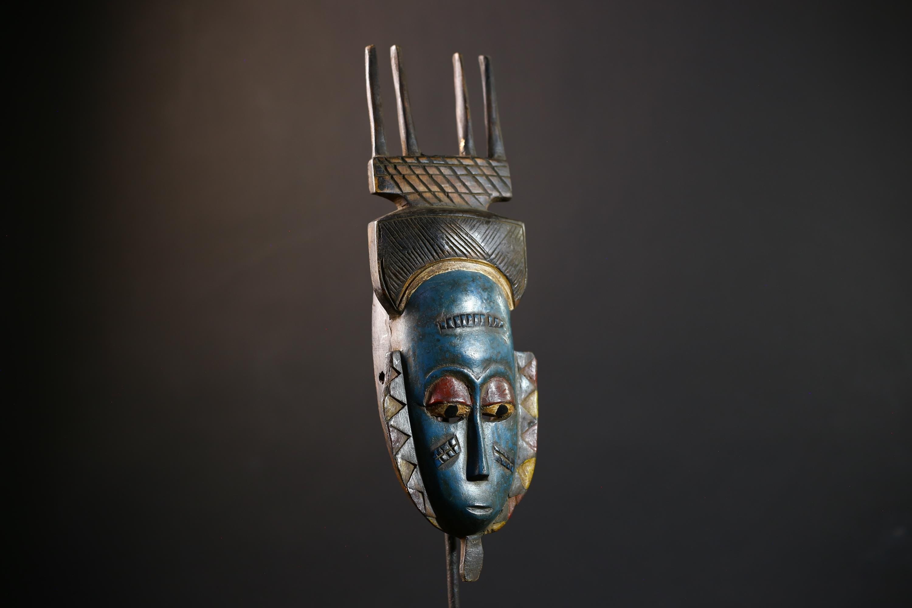 African Masks Antiques Tribal Face Vintage Wood Guro Baule Wall Decor-G5179