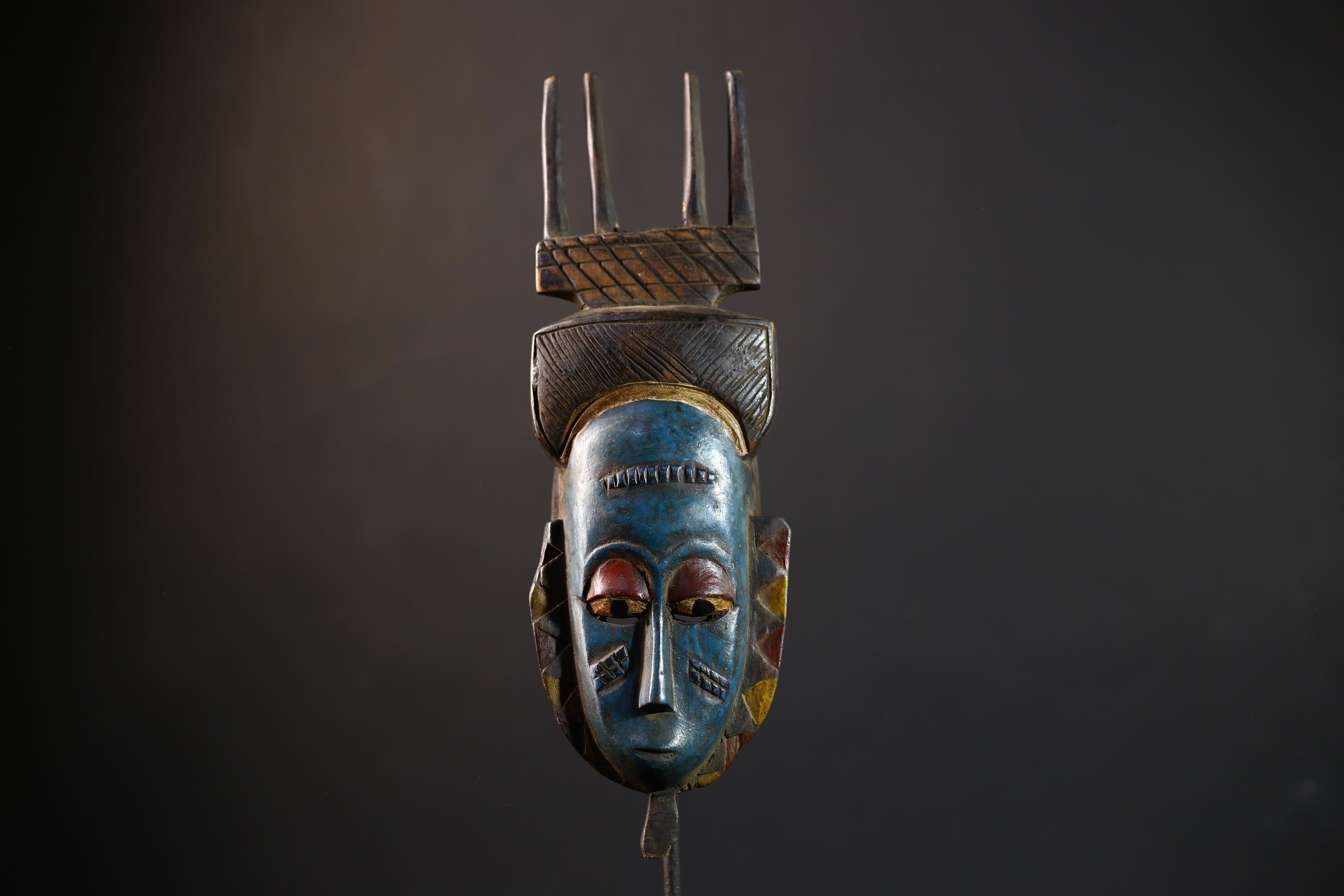 African Masks Antiques Tribal Face Vintage Wood Guro Baule Wall Decor-G5179