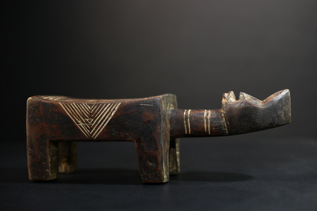African Crafted Stool | Wooden Tribal Seat | Ethnic Home Decor Accent | Unique Handcrafted Furniture Piece | Cultural Art  -G5174