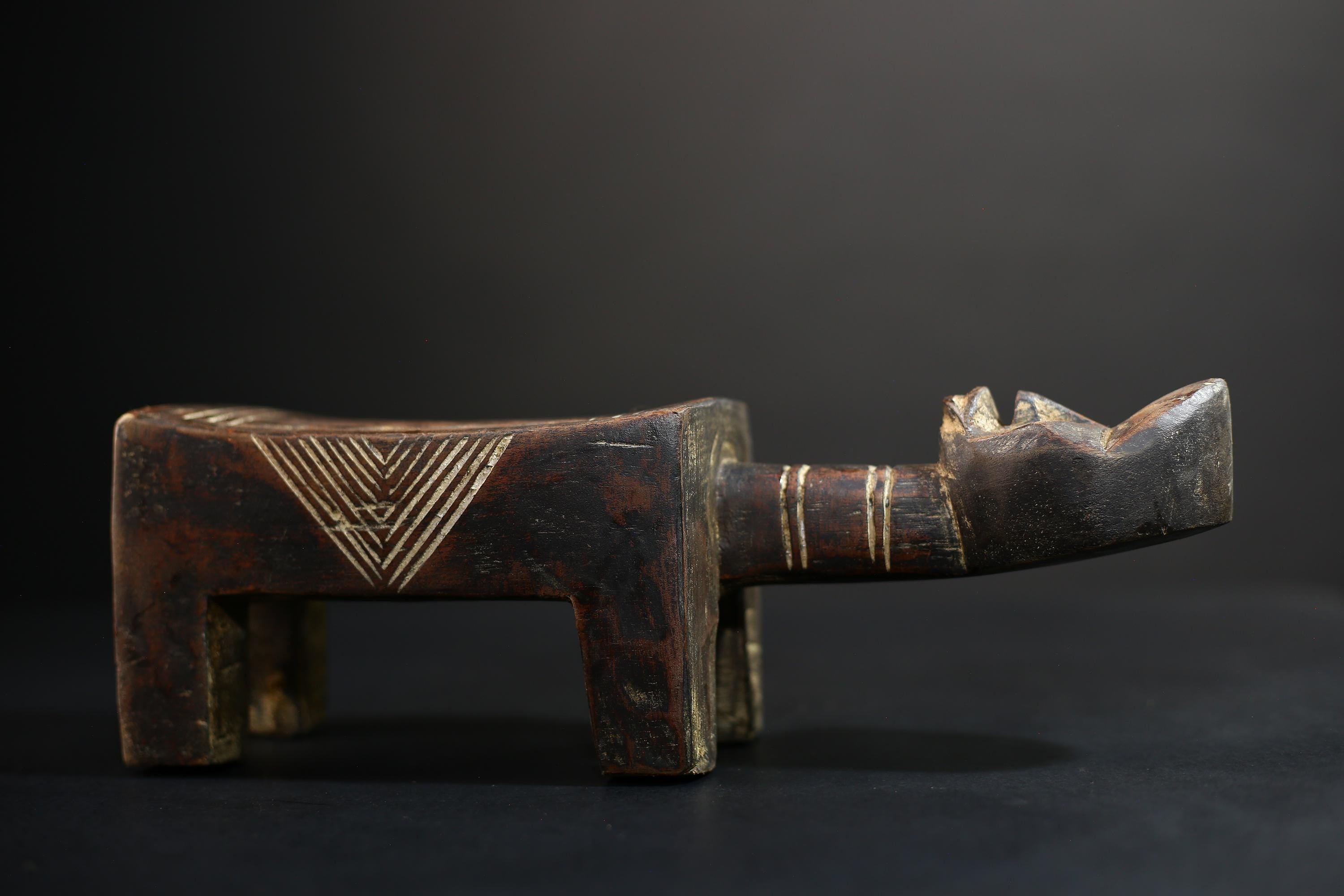 African Crafted Stool | Wooden Tribal Seat | Ethnic Home Decor Accent | Unique Handcrafted Furniture Piece | Cultural Art  -G5174