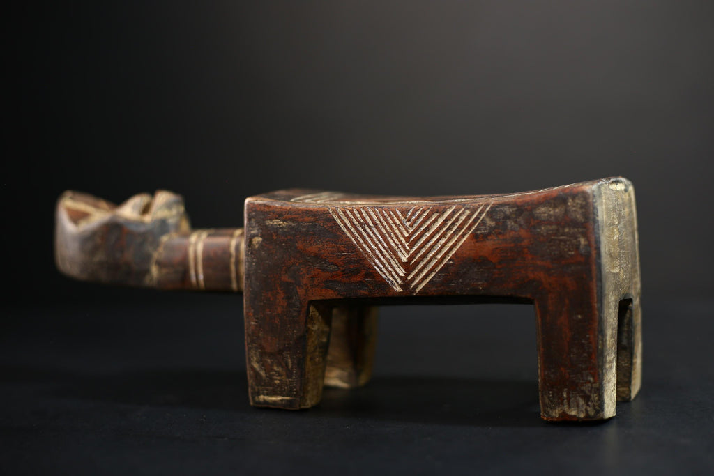 African Crafted Stool | Wooden Tribal Seat | Ethnic Home Decor Accent | Unique Handcrafted Furniture Piece | Cultural Art  -G5174