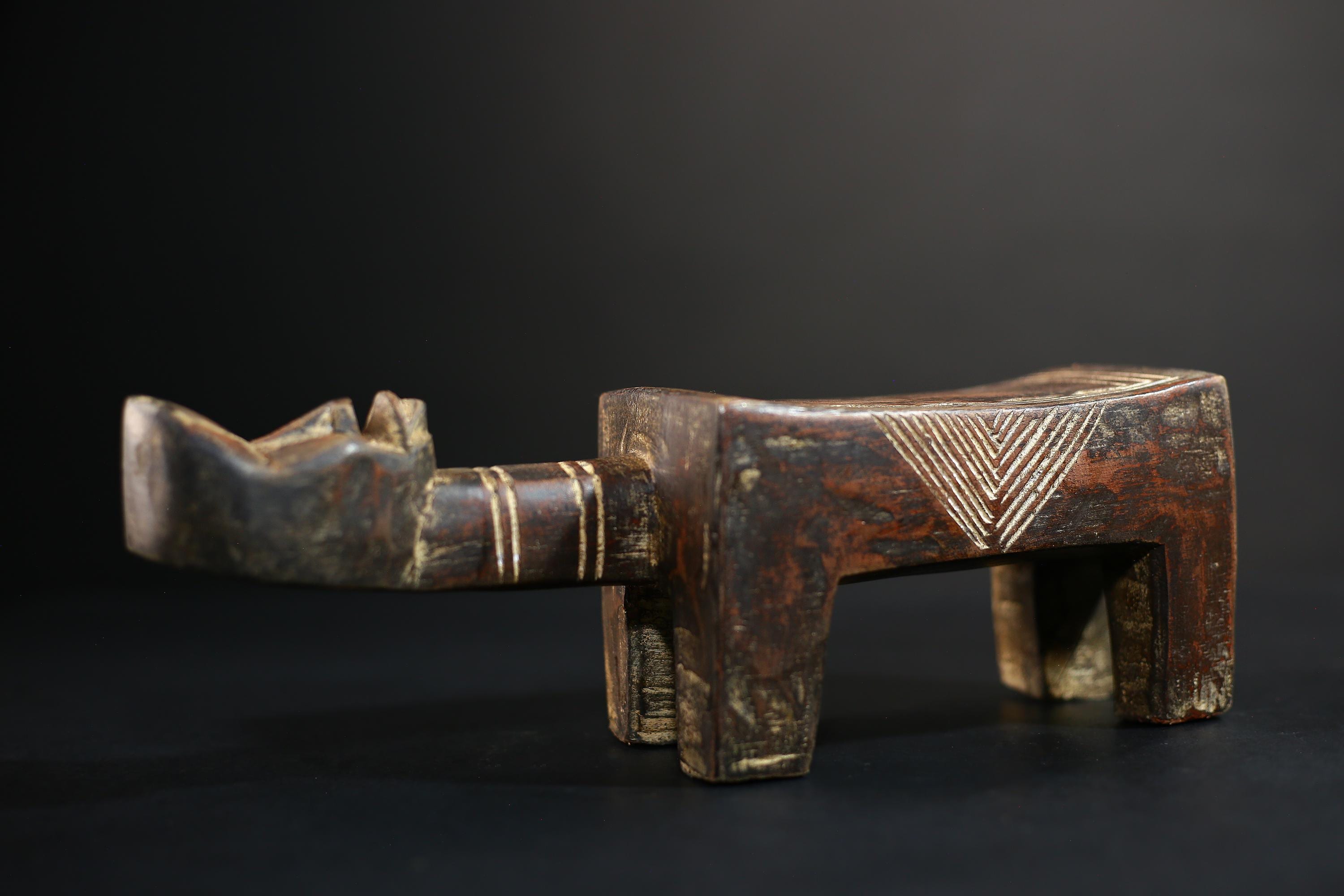 African Crafted Stool | Wooden Tribal Seat | Ethnic Home Decor Accent | Unique Handcrafted Furniture Piece | Cultural Art  -G5174