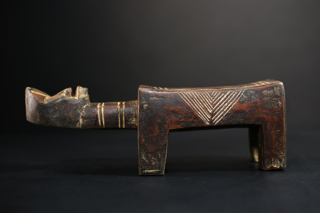 African Crafted Stool | Wooden Tribal Seat | Ethnic Home Decor Accent | Unique Handcrafted Furniture Piece | Cultural Art  -G5174