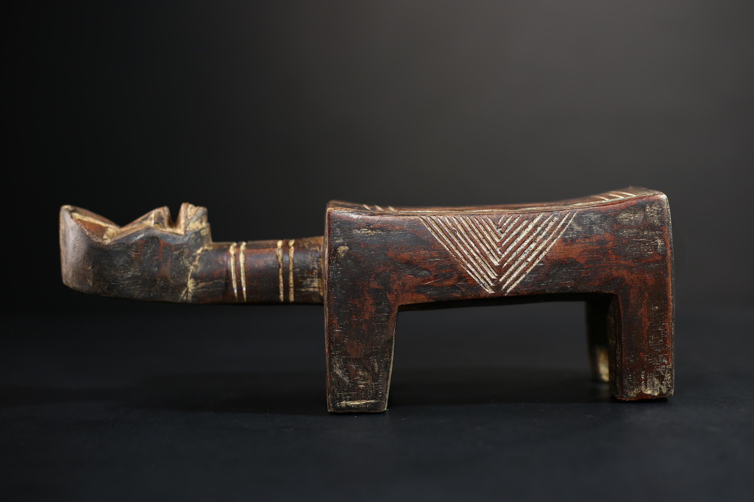 African Crafted Stool | Wooden Tribal Seat | Ethnic Home Decor Accent | Unique Handcrafted Furniture Piece | Cultural Art  -G5174