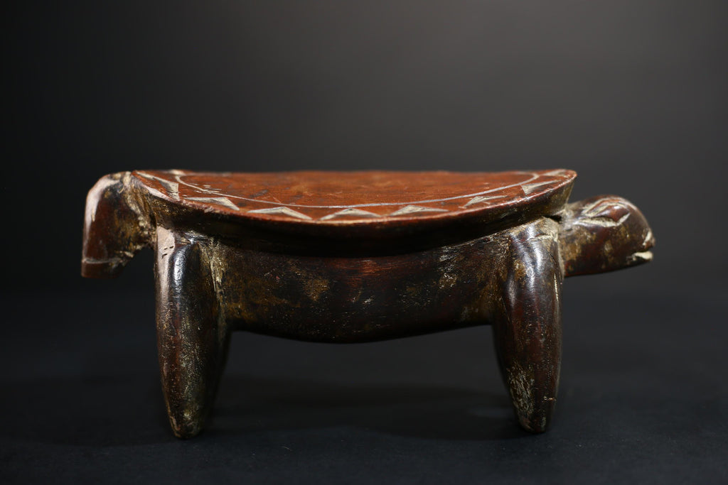 African Crafted Stool | Wooden Tribal Seat | Authentic Ethnic Home Decor | Unique Handcrafted Furniture | Rustic Living Room Accent-G5173