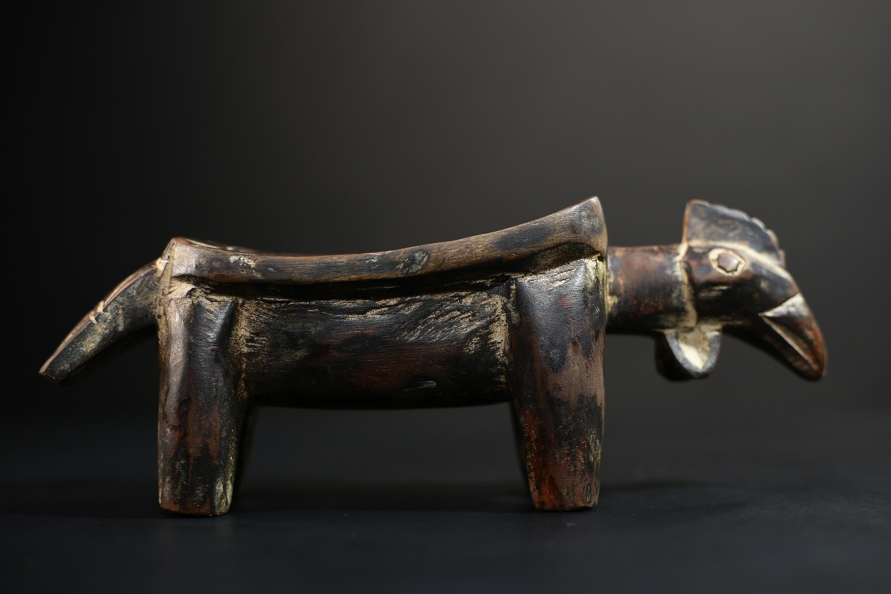 African Crafted Stool | Wooden Tribal Seat | Authentic Ethnic Home Decor | Unique Rustic Accent | Handcrafted Furniture Piece -G5172